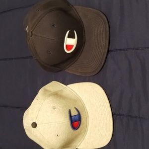 Two champion adjustable fitted hats